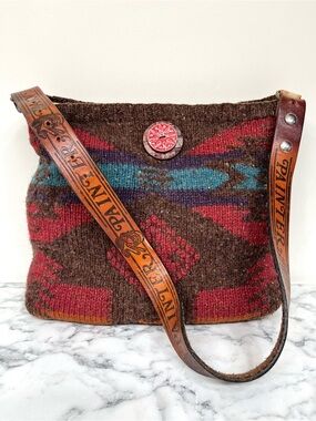Upcycled repurposed wool bag made from Ralph Lauren southwestern sweater OOAK